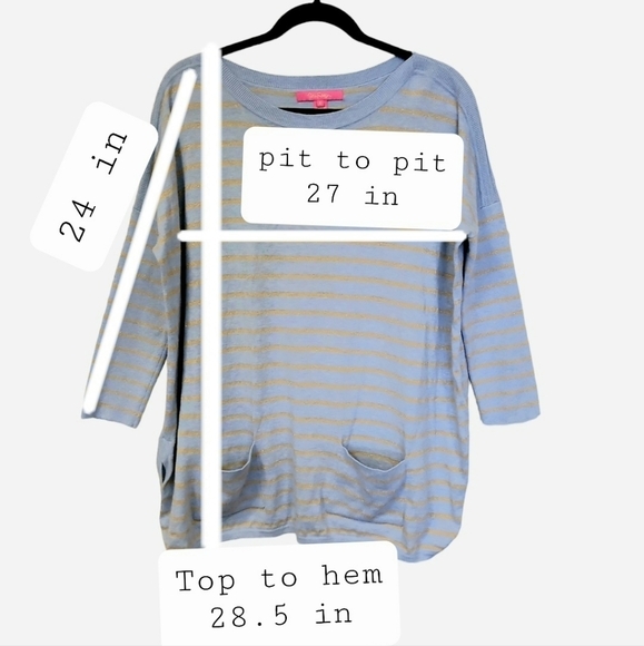 COPY - Lilly Pulitzer Cobo Cool Max knit Sweater Light Blue Gold Stripe size S - Picture 10 of 12